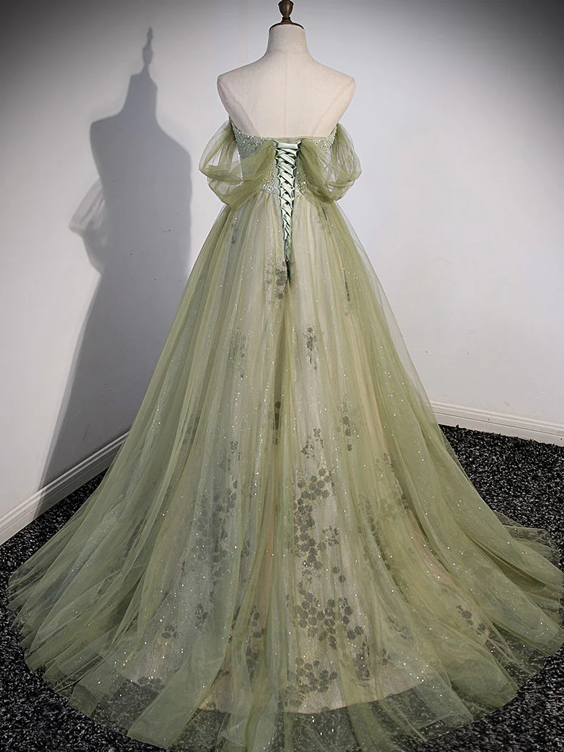 strapless open back dress Elegant Dark Green One-Shoulder Mermaid Prom Dress with Gold Embellishments