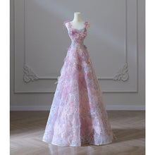 Load image into Gallery viewer, Lilac Floral Prom Dress 2025 Corset Back
