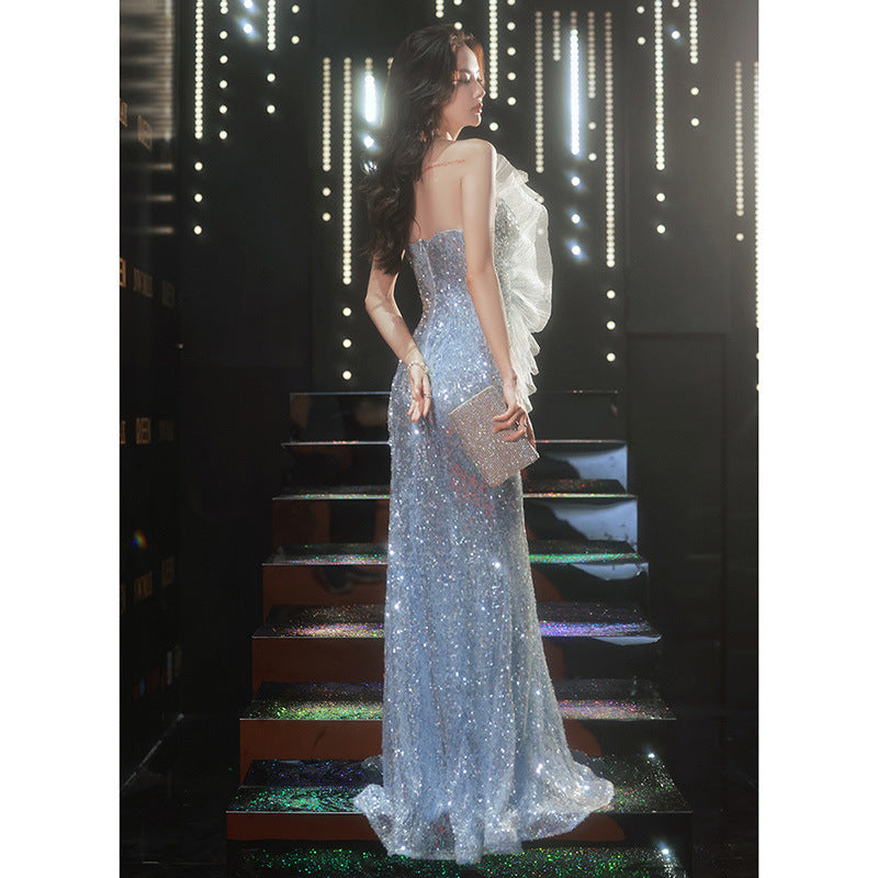 Unique Prom Dress 2025 Sequin 18w / Blue