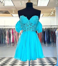 Load image into Gallery viewer, Trendy Homecoming Dress 2024 Corset Back with Detachable Short Sleeves