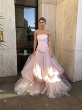 Load image into Gallery viewer, Strapless Cascading Tulle Prom Dress 2025 Corset Back