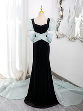 Load image into Gallery viewer, Short Puffy Sleeves Prom Dress 2025 Corset Back with Huge Bow Tail