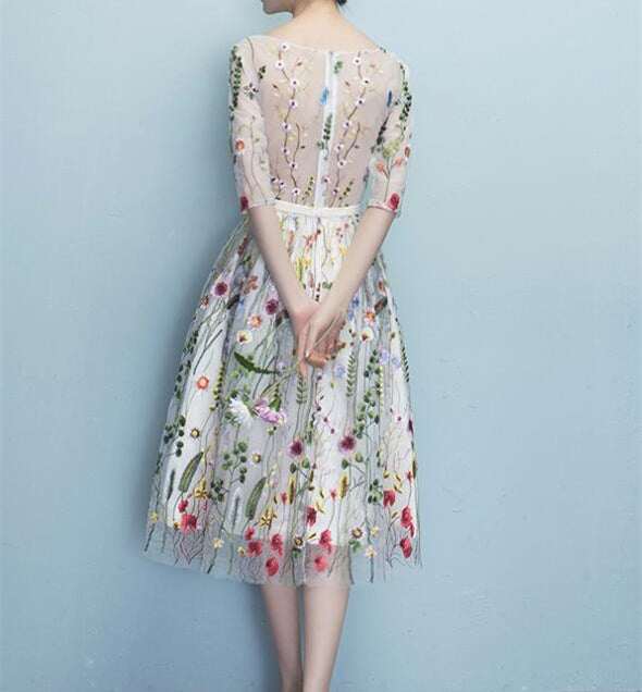 floral homecoming dresses 2024 Sage Green Floral Tulle Homecoming Dress 2024 with Long Sleeves 10 / Same as sample main image 0