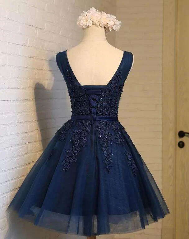 navy homecoming dresses 2024 Short Navy Blue Homecoming Dress with Sheer Corset Emerald / Large