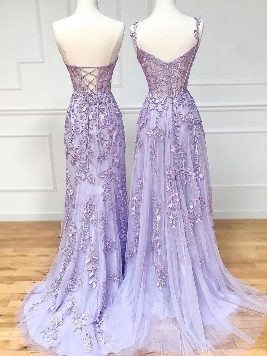 long dresses prom Long Satin Strapless V-neck Prom Dresses Leg Split Evening Gowns