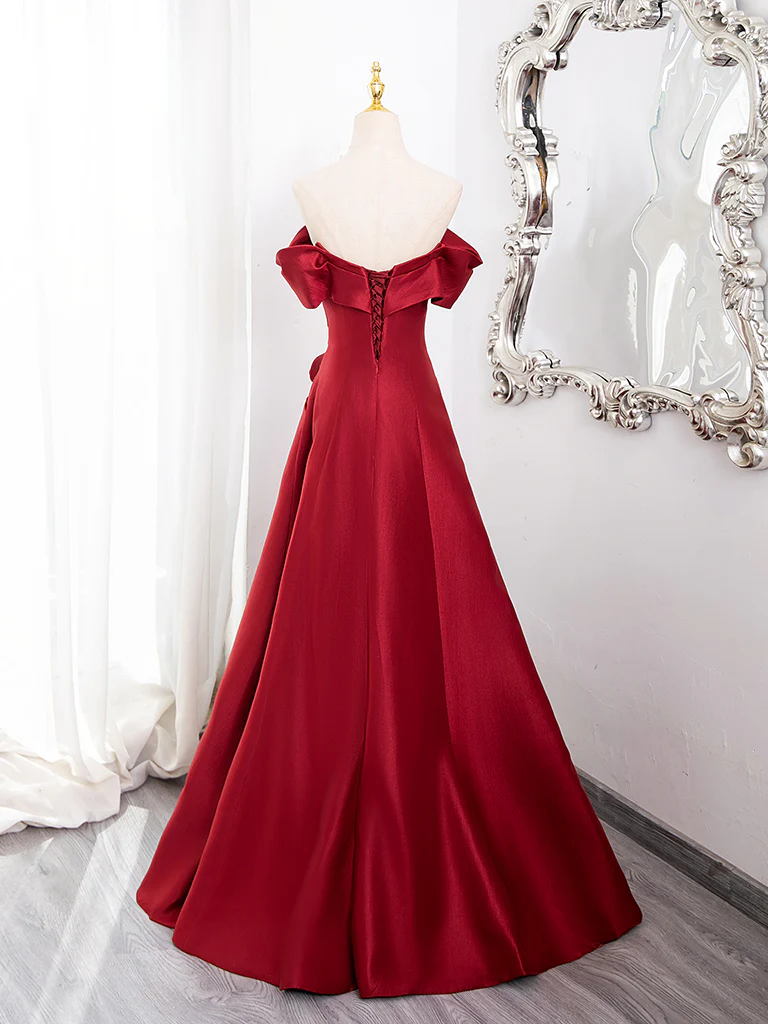 fitted lace wedding dress Red Prom Dress 2025 Corset Back – AnnaCustomDress
