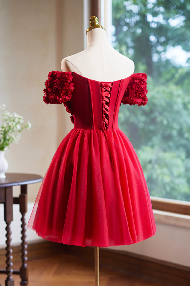 Unique Red Homecoming Dress 2024 Corset Back AnnaCustomDress Unique Red Homecoming Dress 2024 Corset Back AnnaCustomDress