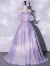 Load image into Gallery viewer, Off-the-shoulder Tulle Sequin Sparkly Prom Dress 2025 Corset Back