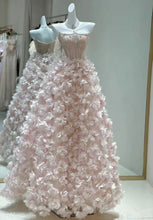 Load image into Gallery viewer, Pink Floral Prom Dress 2025 Beaded