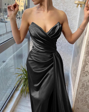 Load image into Gallery viewer, Strapless Brown Prom Dress 2025 with Slit Draping