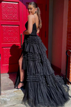 Load image into Gallery viewer, Black Tulle Prom Dress 2025 Pleated