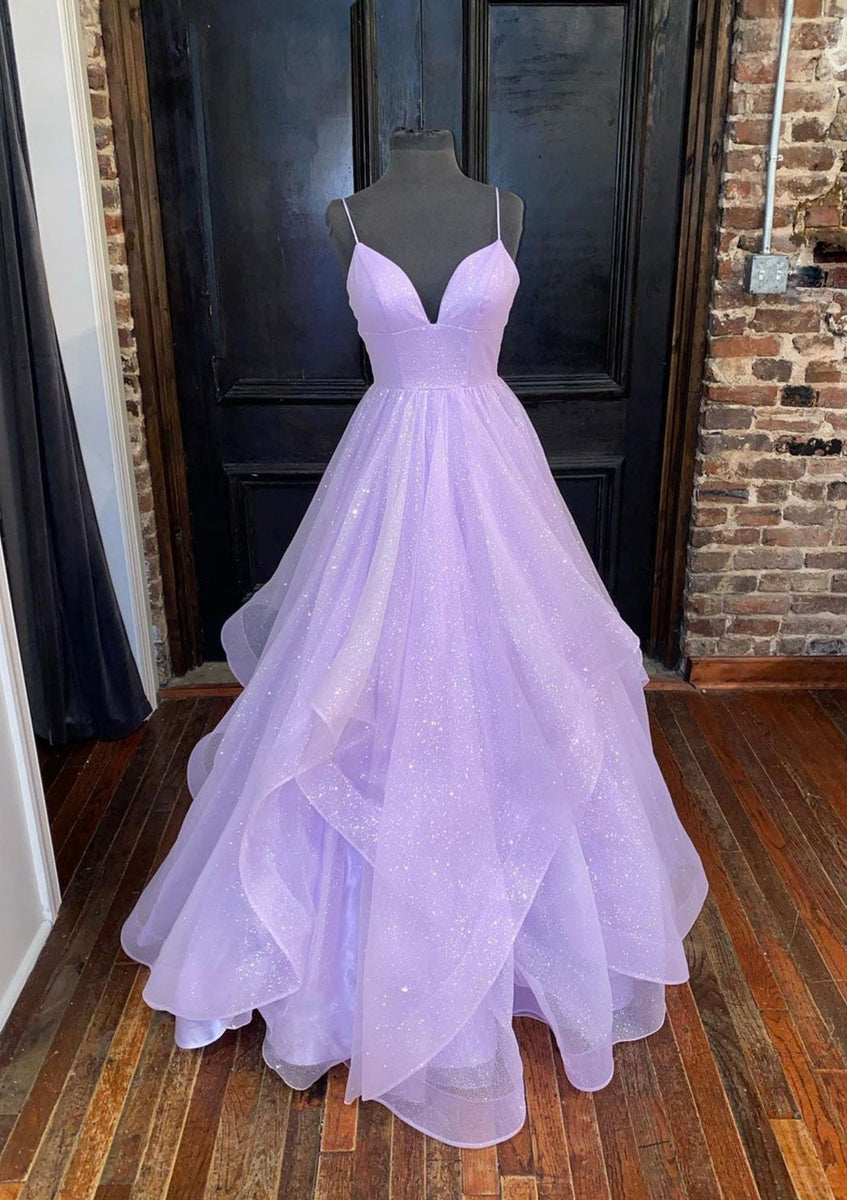 Purple Glitter Prom Dress 2025 Corset Back – AnnaCustomDress