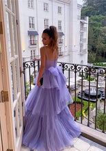 Load image into Gallery viewer, Spaghetti Straps Tulle Prom Dress 2025 Tiered Skirt