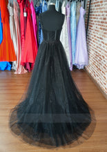 Load image into Gallery viewer, Red Sparkly Tulle Prom Dress 2025 with High Slit