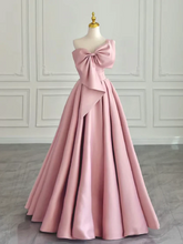 Load image into Gallery viewer, Strapless Pink Prom Dress 2025 with Big Bow in Front