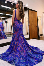 Load image into Gallery viewer, Royal Blue Pattern Sequin Prom Dress 2025 Mermaid