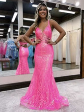 Load image into Gallery viewer, Pink Pattern Sequin Prom Dress 2025 for Black Girl