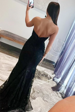 Load image into Gallery viewer, Mermaid Black Lace Prom Dress 2025 Strapless