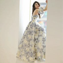 Load image into Gallery viewer, Purple Floral Prom Dress 2025 Corset with Detachable Short Sleeves
