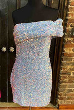 Load image into Gallery viewer, Sparkly Homecoming Dress 2023 Short Tight One-shoulder Sequin