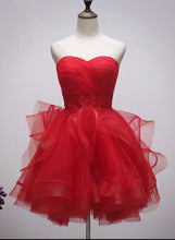 Load image into Gallery viewer, Red Homecoming Dress 2023 Short Strapless Tulle with Horsehair Puffy
