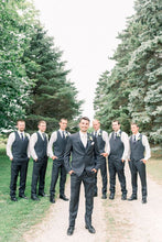 Load image into Gallery viewer, Men's 2 Pcs Suit Vest Pants Black V Neck Satin Vest For Groomsmen Wedding Suits Prom