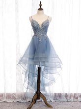 Load image into Gallery viewer, Pretty Homecoming Dress 2022 V Neck  High Low Asymmetrical Organza with Horsehair