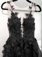 Load image into Gallery viewer, Prom Dress 2022 Black Lace Applique Tulle