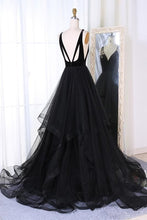 Load image into Gallery viewer, Prom Dress 2022 Black Tulle with Horsehair Hem