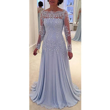 Load image into Gallery viewer, Long Purple Mother of the Bride Dresses 2021 Chiffon Cap Sleeve Lace Ruched