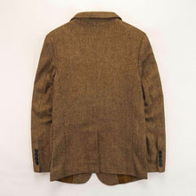 Load image into Gallery viewer, Men's Suit Tweed Jacket Herringbone Brown Shawl Lapel Slim Fit Casual Business Wedding Prom