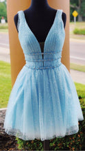 Load image into Gallery viewer, Short Homecoming Dress 2021 A Line V Neck V Back Sleeveless Short / Mini Tulle Summer
