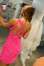 Load image into Gallery viewer, Hot Pink Homecoming Dress 2022 Bodycon Short Dress