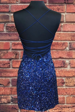 Load image into Gallery viewer, Short Homecoming Dress 2022 Bodycon Short Spaghetti Corset Back with Sequin