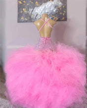 Load image into Gallery viewer, Pink Sequined Prom Dress 2023 Sexy Mermaid Sleeveless Halter Neck Sparkly Backless