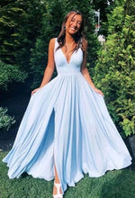 Load image into Gallery viewer, Prom Dress 2021 Light Sky Blue Jersey Crepe