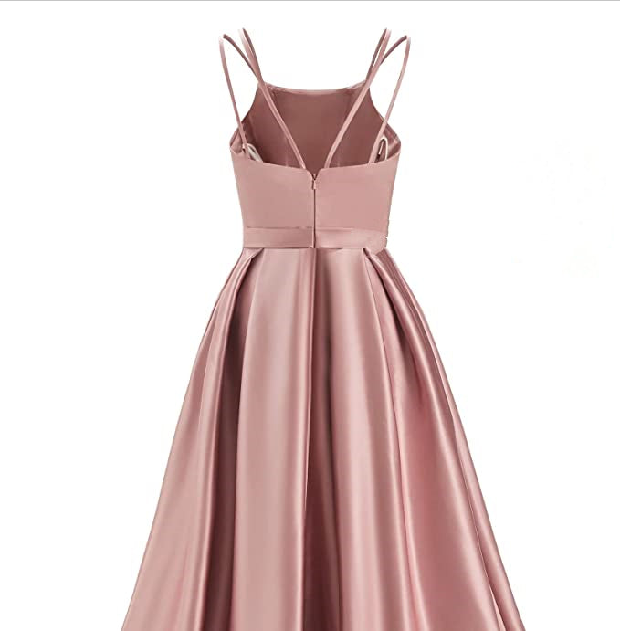 A-Line Minimalist Prom Dress 2023 Spaghetti Straps V Back Satin with Pleats Custom Size / Green A-Line Minimalist Prom Dress 2023 Spaghetti Straps V Back Satin with Pleats Custom Size / Green