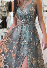 Load image into Gallery viewer, Pretty Prom Dress 2023 Spaghetti Straps Appliques with Slit