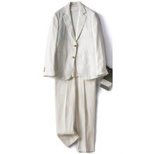Load image into Gallery viewer, Men's Suit 2 Pcs Linen Slim Fit Grooms Wedding Suits For Business Casual Suits Jacket+Pants