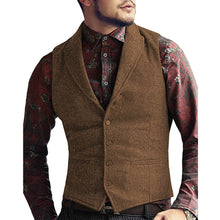 Load image into Gallery viewer, Mens Vest Made to Order Black Wedding Prom Waistcoat Casual Business Tailored Collar 2 Pockets 4 Buttons