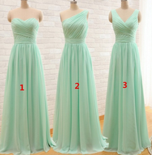 Load image into Gallery viewer, Mismatched Bridesmaid Dresses - Long Mint Chiffon Dresses