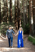 Load image into Gallery viewer, Royal Blue Chiffon Long Bridesmaid Dress 2020 with Slit