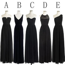 Load image into Gallery viewer, Mismatched Bridesmaid Dresses 2021 - Black Chiffon Maxi Dresses