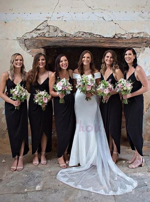Black Bridesmaid Dress 2021 Chiffon Slip Midi Dress Dark Green / 2 Black Bridesmaid Dress 2021 Chiffon Slip Midi Dress Dark Green / 2