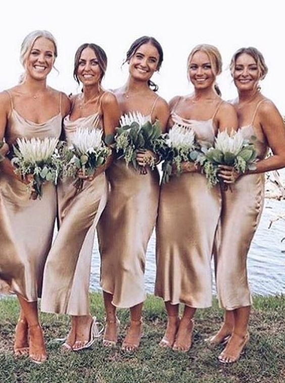 Champagne Bridesmaid Dress 2021 Cowl Neck Silk Slip Midi Dress Dusty Rose / 10 Champagne Bridesmaid Dress 2021 Cowl Neck Silk Slip Midi Dress Dusty Rose / 10