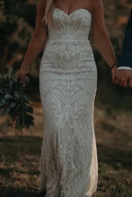 Load image into Gallery viewer, Patterned Sequin Wedding Dress Ivory