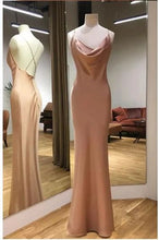 Load image into Gallery viewer, Prom Dress 2023 Sheath/Column Cowl Neck Spaghetti Straps Crisscross Back