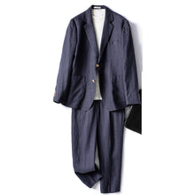 Load image into Gallery viewer, Men's Suit 2 Pcs Linen Slim Fit Grooms Wedding Suits For Business Casual Suits Jacket+Pants