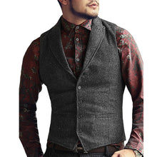 Load image into Gallery viewer, Mens Vest Made to Order Black Wedding Prom Waistcoat Casual Business Tailored Collar 2 Pockets 4 Buttons