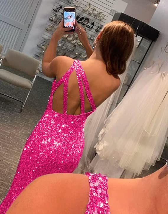 Hot Pink Prom Dresses 2023 Long Bodycon Sequin with Slit 10 / Blue Hot Pink Prom Dresses 2023 Long Bodycon Sequin with Slit 10 / Blue